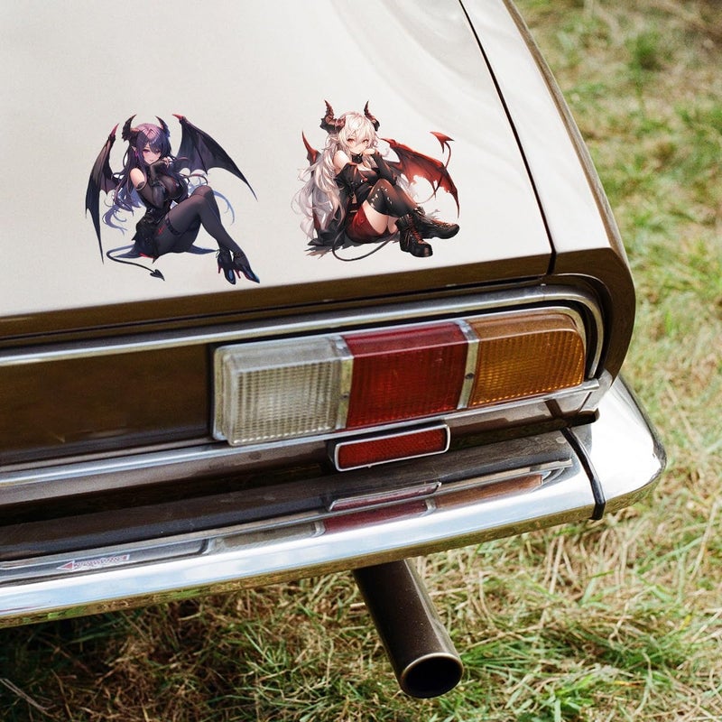 ARS 5.1" Kawaii Devil Girl with Wings Sitting Anime Car Decals Auto Body Laptop Windshield Trunk Lid Accessories Stickers (4Pcs) - Image 4