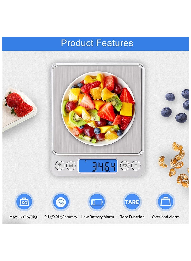 AMM Digital Kitchen Scale, 3kg/0.1g Pocket Food Scale Measure in Grams and oz for Loss Weight, Cooking Baking, Jewelry, High Precision Gram - Image 3