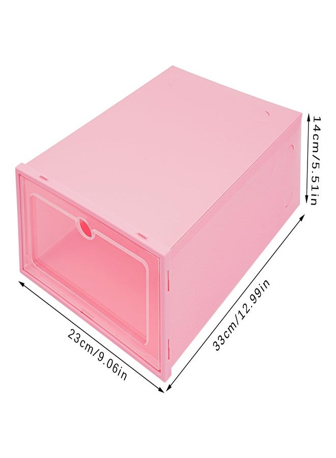 Seoqudcty 24 Pack Stackable Shoe Boxes with Clear Lids - Foldable Shoe Storage Organizer for Closet Cabinet, Color Options for Sneakers Flats Home Organization (Pink) - Image 4
