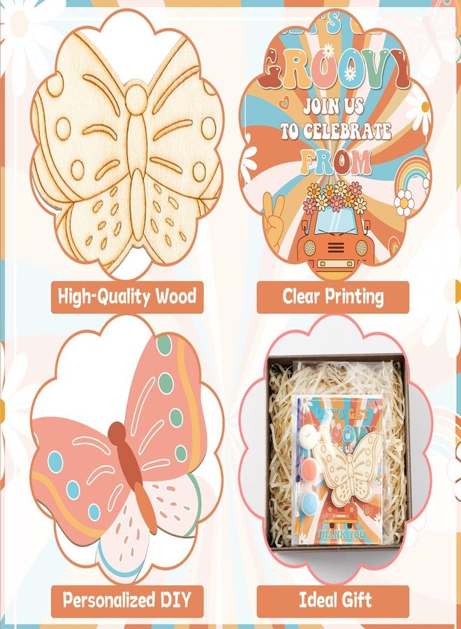 Bornerwhite Groovy Party Favors Hippie Craft Kits Party Supplies Wooden Painting Kit for Kids Boys Girls Birthday Decorations Supplies Gifts Classroom School Prizes Rewards(12 Pcs) - Image 4