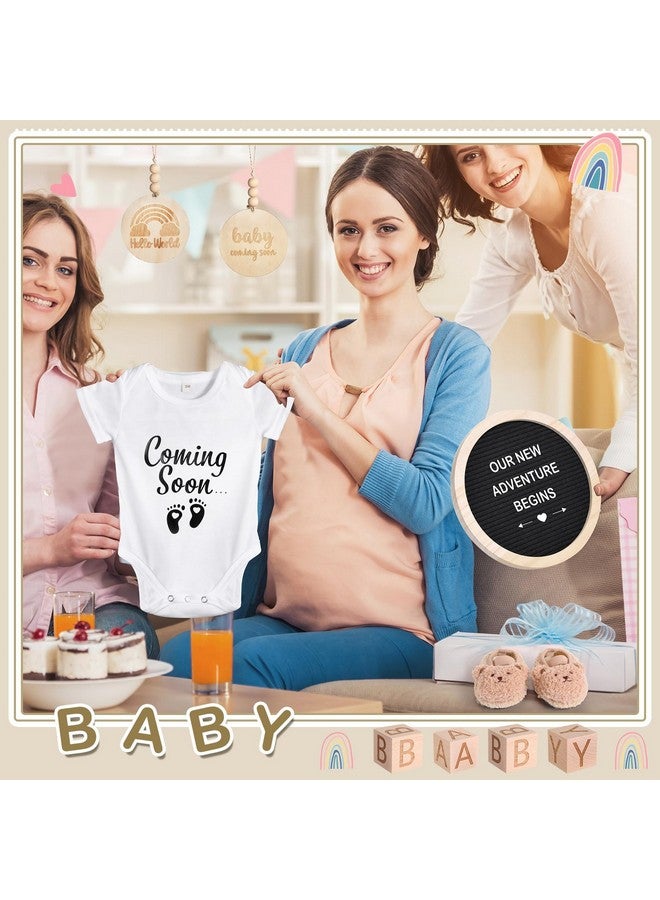 Canlierr مجموعة إعلان الحمل من كانليير 8 قطع أفكار كشف الحمل تتضمن مجموعة لوحة دائرية من الحروف المصنوعة من الفelt بدلة أطفال أحذية خشبية كتل خشبية لافتات خشبية لإعلان قدوم طفل قريب (أسود) - Image 5