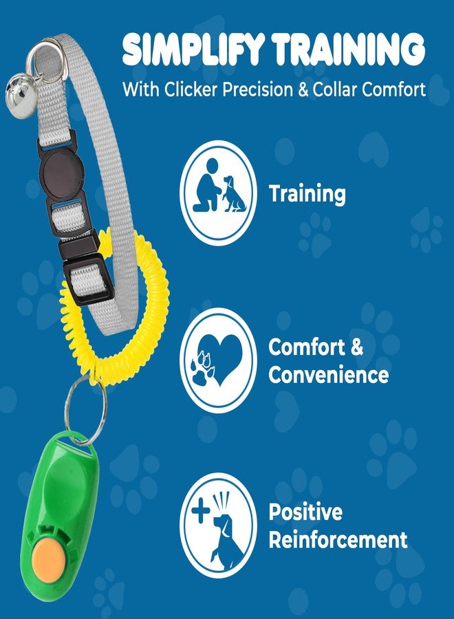 SunGrow Puppy Collars & Training Clickers, Dog Behavioral Management and Positive Reinforcement Tools, Multi-Colored (Blue, Pink, Green, Grey, Black), with Stretchable Wristband, 5 Pairs per Pack - Image 3