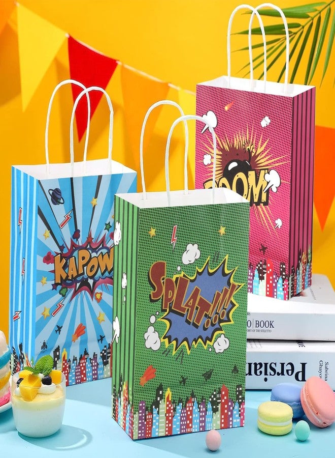 Ethanberg 20Pcs Superhero Party Favors Bags with Handles, Comic Hero Kraft Paper Bags for Kids, Goodie Bags Candy Treat Gift Bags for Boom Hero Theme Birthday Baby Shower Party Supplies - Image 4