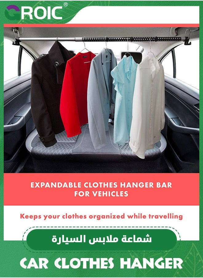 GROIC - Expandable Car Clothes Hanger Bar,Heavy Duty Hanger Metal Storage Suit Rod,Car Hanging Closet Organizer Rack Expandable to 162cm,Stainless Steel Heavy Duty Car Clothes Rod - Image 1