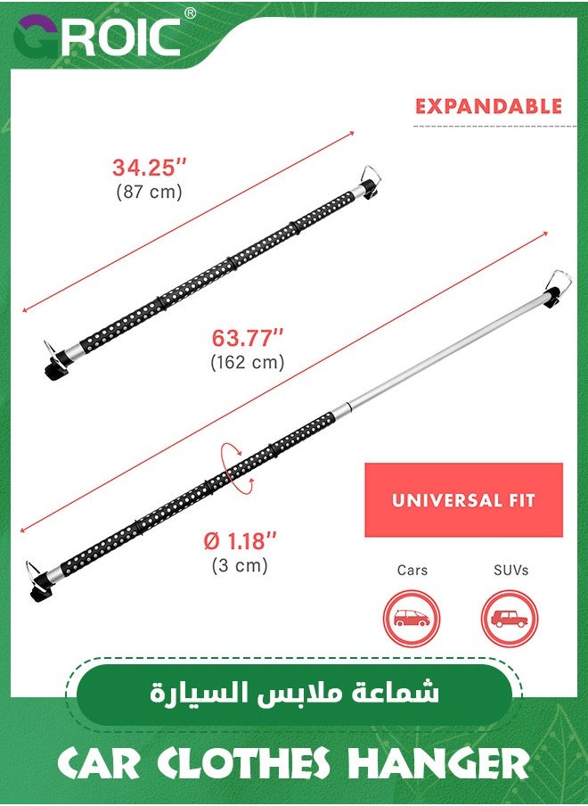 GROIC - Expandable Car Clothes Hanger Bar,Heavy Duty Hanger Metal Storage Suit Rod,Car Hanging Closet Organizer Rack Expandable to 162cm,Stainless Steel Heavy Duty Car Clothes Rod - Image 1