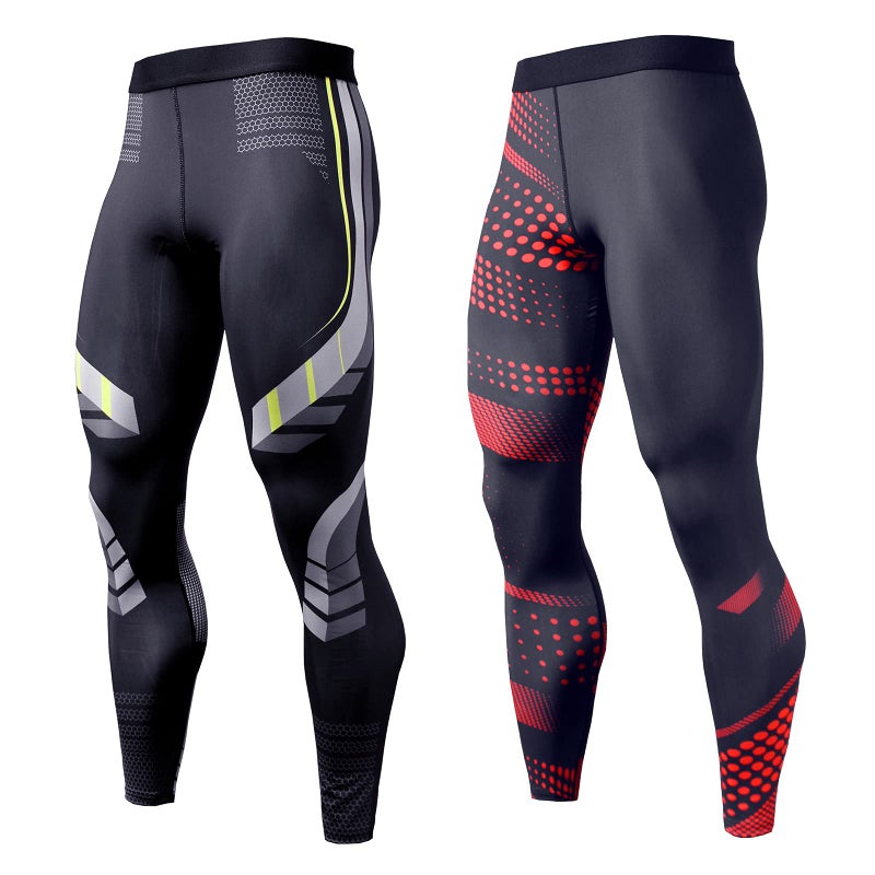 OEBLD Compression Pants Men UV Blocking Running Tights 1 or 2 Pack Gym Yoga Leggings for Athletic Workout - Image 1