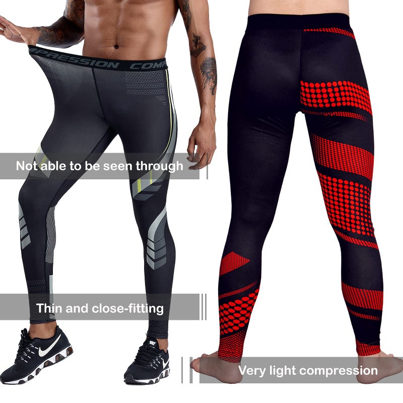 OEBLD Compression Pants Men UV Blocking Running Tights 1 or 2 Pack Gym Yoga Leggings for Athletic Workout - Image 5