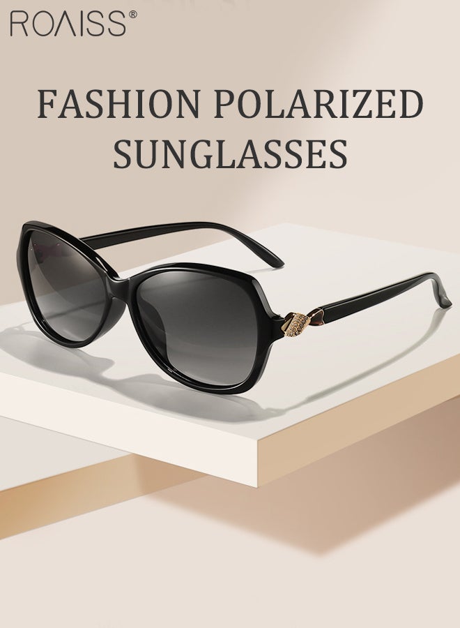 roaiss Women's Polarized Butterfly Sunglasses, UV400 Protection Sun Glasses with Rhinestones Decoration, Fashion Anti-glare Sun Shades for Women with Glasses Case, 59mm - Image 3