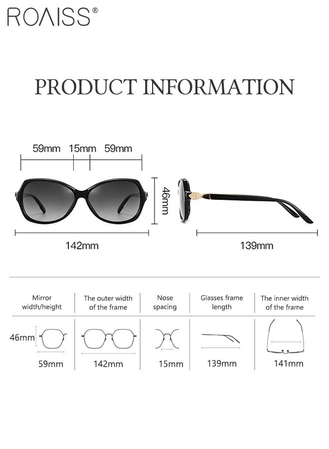 roaiss Women's Polarized Butterfly Sunglasses, UV400 Protection Sun Glasses with Rhinestones Decoration, Fashion Anti-glare Sun Shades for Women with Glasses Case, 59mm - Image 4