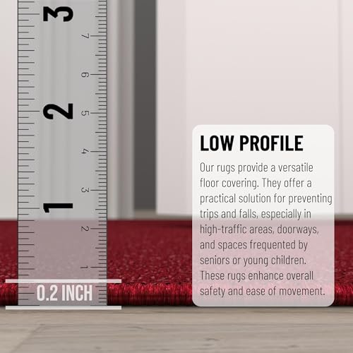 Ottomanson Hallway Runner Rug 1'10" x 12' Non Slip Solid Area Rugs Easy to Clean Laundry Rug Runner Durable & Pet Friendly Floor Carpet Runners for Hallways Entryway Living Room Kitchen, Red - Image 4