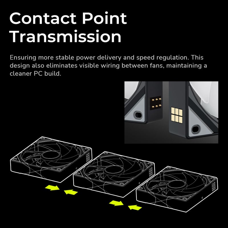 TRYX ROTA SL ARGB 120mm Case Fan 3in1 Pogo-Pin Connection with Magnetic Cable Gen2 ARGB Light Quiet Triple PC Case Fan - Image 4