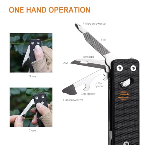 ROXON KS2 Elite D2 Blade 13 in 1 Mini Multi Tool function pocket knife with big scissor, G10 handle and Pocket clip, good for Camping/Backpacking/Emergencies/EDC Multitool (D2 Steel Blade) - Image 2