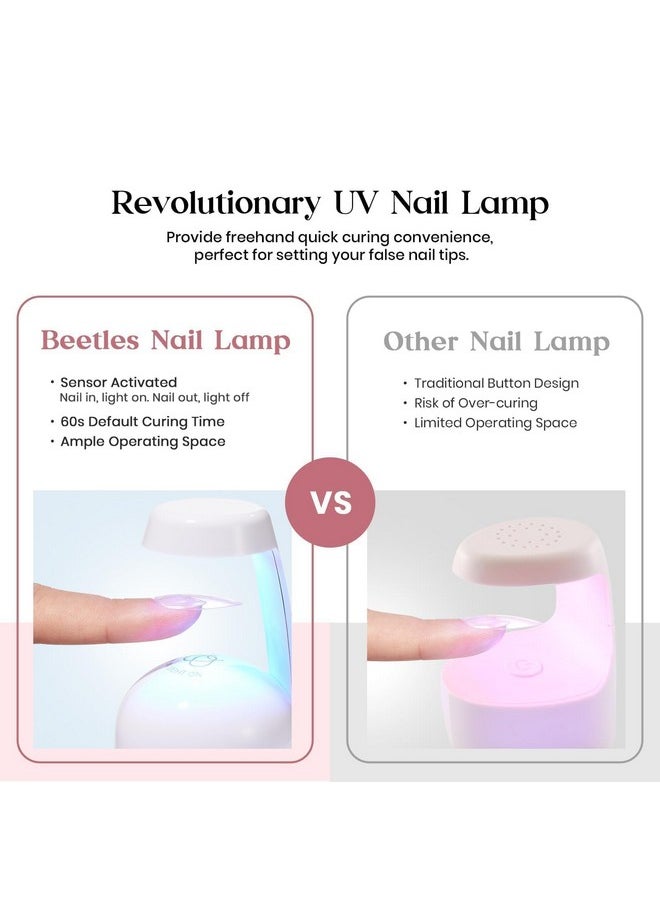 beetles Gel Polish Beetles Gel Nail Kit 600Pcs 15 Sizes Medium Almond Nail Tips with Pink Color Gel Top Coat,Soft Clear Nail Tips Set 5 In 1 Nail Glue Uv Nail Lamp Easy Nail Extension Set DIY Manicure Art Gift for Women  - Image 5