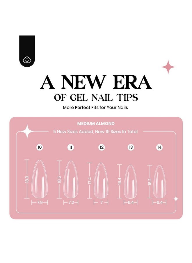 beetles Gel Polish Beetles Gel Nail Kit 600Pcs 15 Sizes Medium Almond Nail Tips with Pink Color Gel Top Coat,Soft Clear Nail Tips Set 5 In 1 Nail Glue Uv Nail Lamp Easy Nail Extension Set DIY Manicure Art Gift for Women  - Image 2