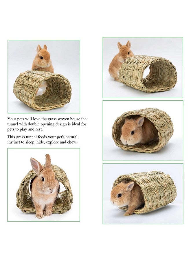 Hamiledyi Hamiledyi Rabbit Grass Tunnel,Rabbit Grass Bed Natural Straw Woven Mat Winter Warm Hideaway Hut for Bunny Gerbil Ferrets Chinchilla Guinea Pig - Image 3