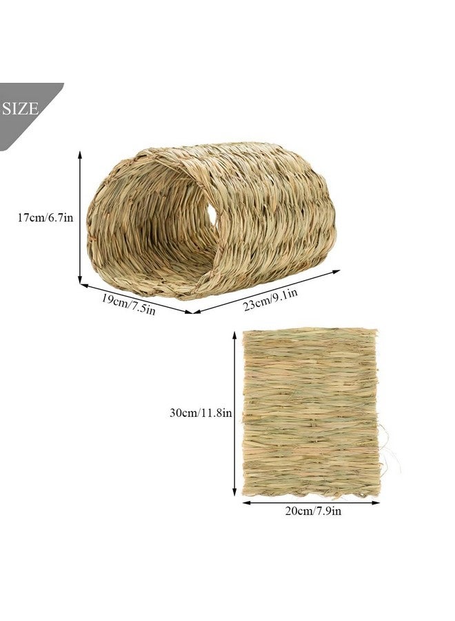 Hamiledyi Hamiledyi Rabbit Grass Tunnel,Rabbit Grass Bed Natural Straw Woven Mat Winter Warm Hideaway Hut for Bunny Gerbil Ferrets Chinchilla Guinea Pig - Image 2