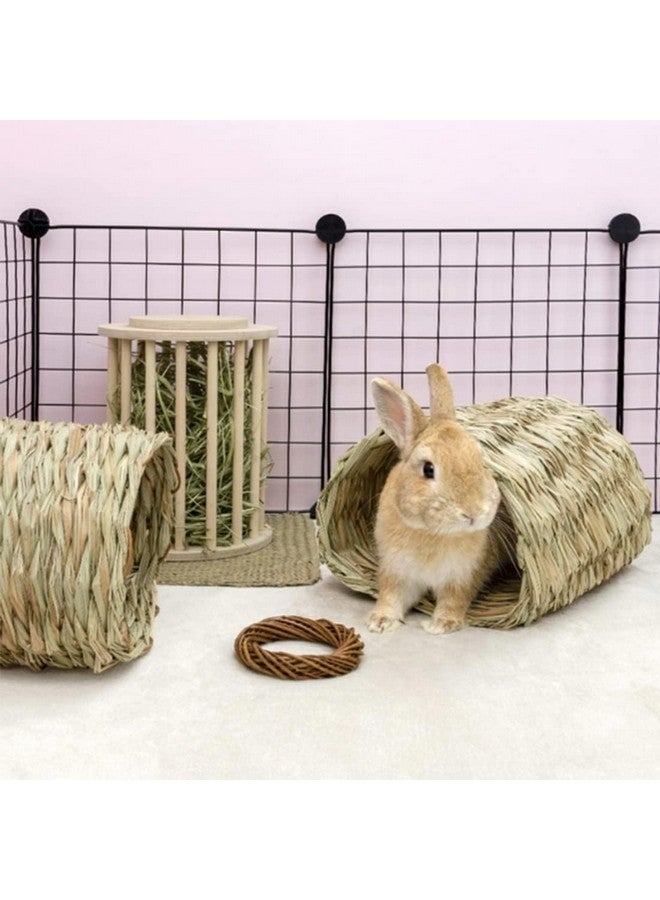 Hamiledyi Hamiledyi Rabbit Grass Tunnel,Rabbit Grass Bed Natural Straw Woven Mat Winter Warm Hideaway Hut for Bunny Gerbil Ferrets Chinchilla Guinea Pig - Image 4