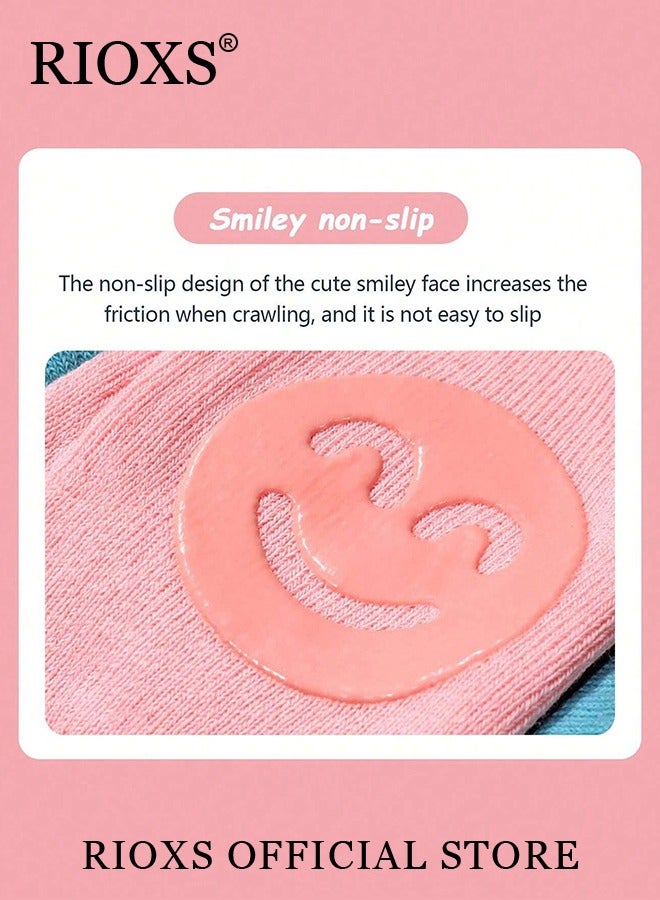 RIOXS Toddler Baby Boys and Girls Non Slip Socks and Kneepads Sets Breathable Low Cut Anti Skid Socks Crawling Anti-Slip Kneepads Protectors Leg Warmers - Image 2