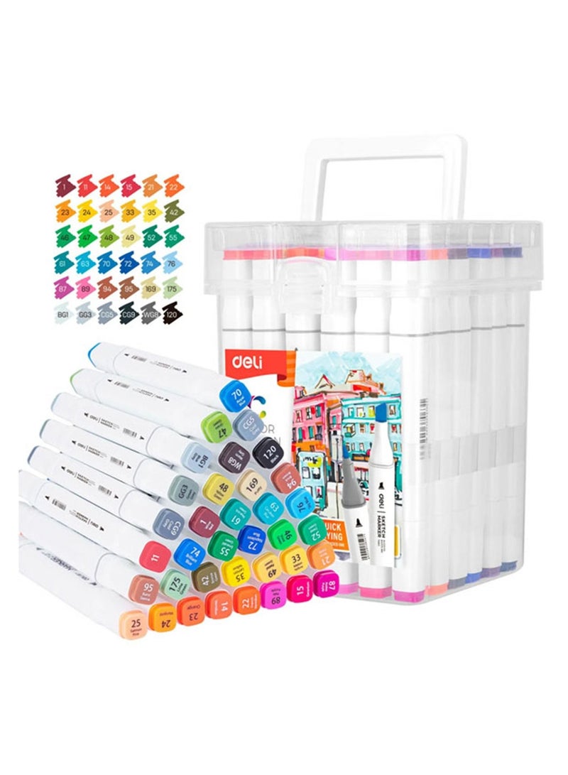 Deli أقلام رسم فنية مزدوجة الجوانب مكونة من 36 قطعة متعددة الألوان - Image 1