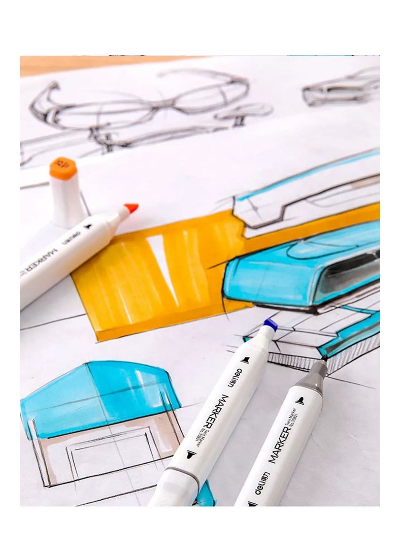 Deli أقلام رسم فنية مزدوجة الجوانب مكونة من 36 قطعة متعددة الألوان - Image 3