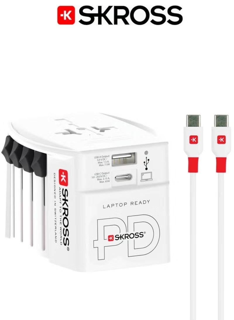 سكروس SKROSS محول سفر عالمي 65 واط شاحن سريع PD مع منافذ USB-C و USB-A - Image 1