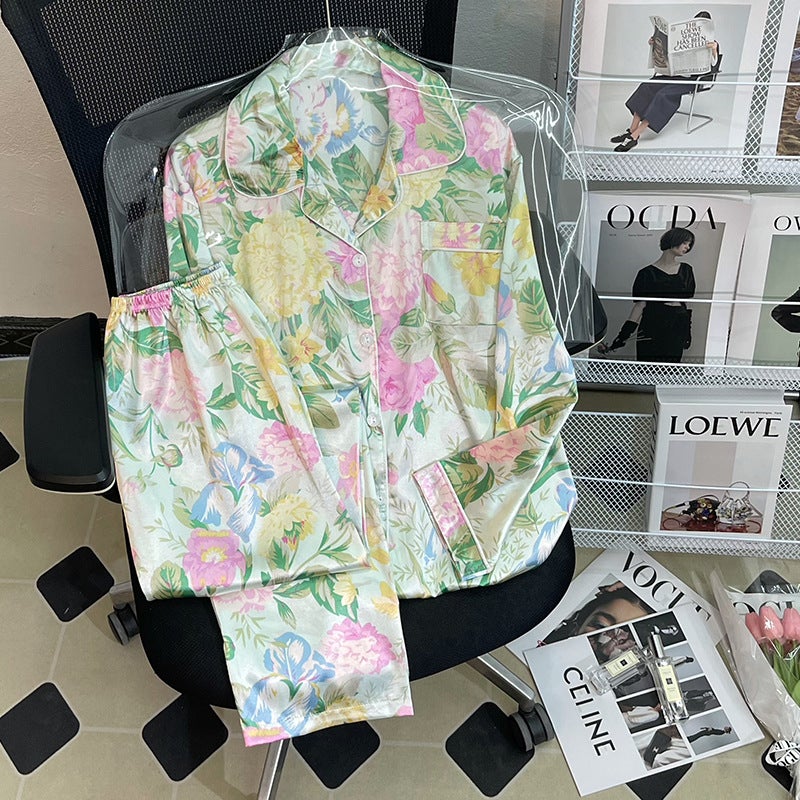 High-end pajamas ladies spring summer winter new high-end long sleeve pants cardigan home clothes suit real shot wholesale YFY-8906# 