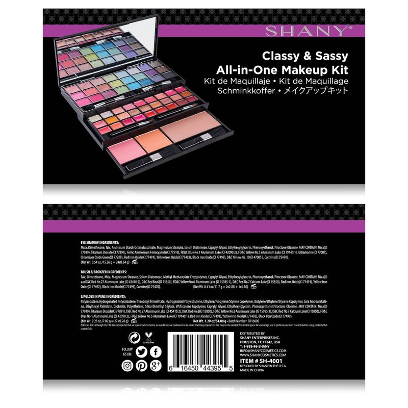 SHANY Classy & Sassy All-in-One Makeup Kit Makeup Set with Cosmetics Mirror, Makeup Applicators, 24 Eye Shadows Colors, 18 Lipstick Lip Glosses, 2 Blushes, and 1 Bronzer - Premium Giftable Packaging - Image 5