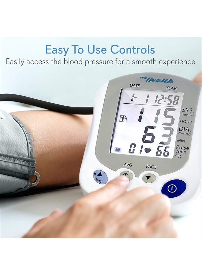 Pyle Digital Blood Pressure Monitor - Portable Automatic Pulse Rate Systolic Diastolic BP Tracker Machine- Standard Cuff Fits Large, Any Size Upper Arm - Image 5