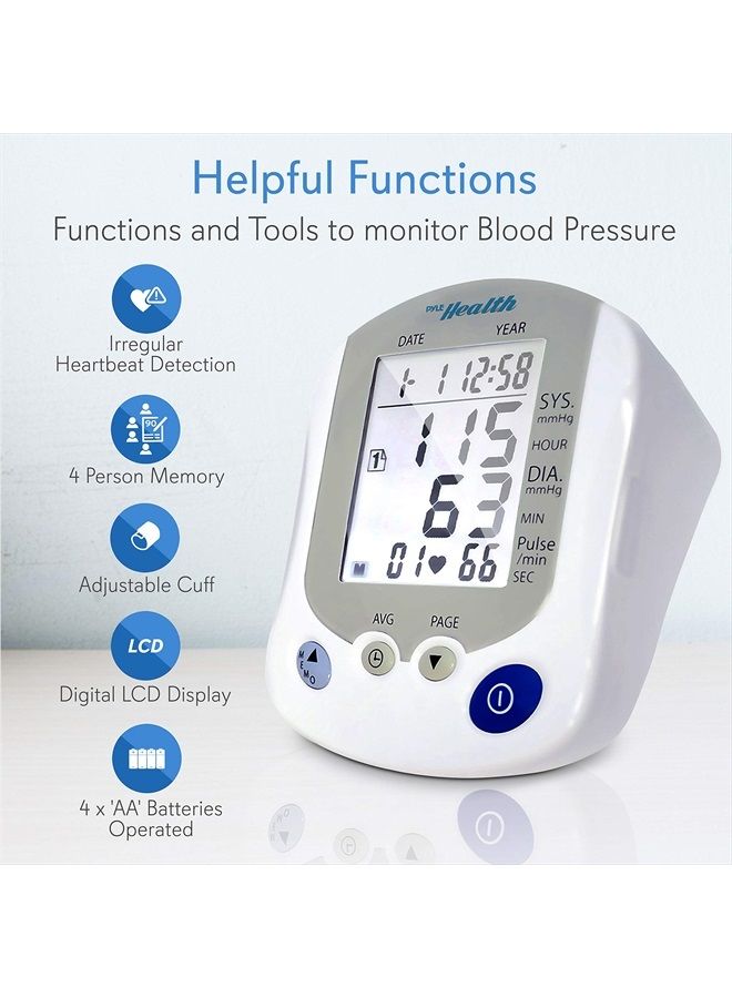 Pyle Digital Blood Pressure Monitor - Portable Automatic Pulse Rate Systolic Diastolic BP Tracker Machine- Standard Cuff Fits Large, Any Size Upper Arm - Image 2