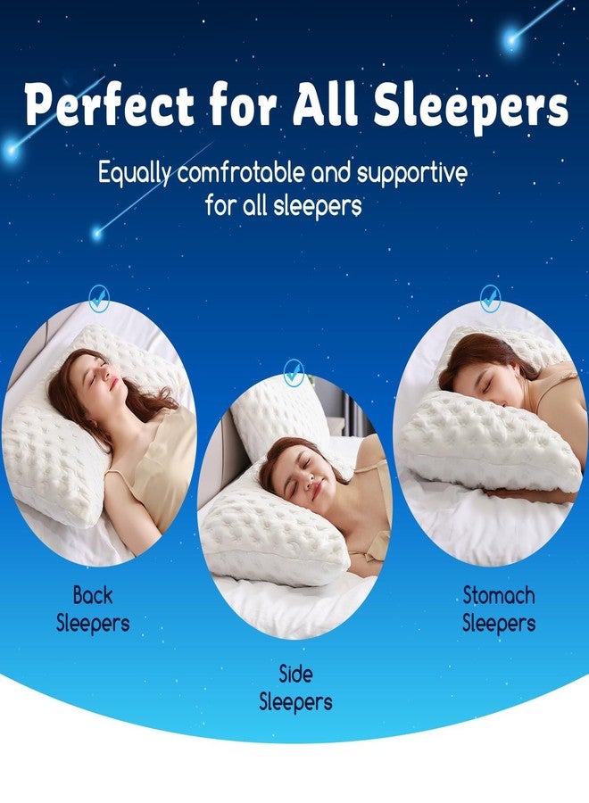 KUCEY Cooling Side Sleeper Pillow for Neck and Shoulder Pain, Luxury Shredded Memory Foam Curved Bed Pillows for Sleeping Set of 2- Adjustable King Size- Washable Cover Crescent White - Image 5
