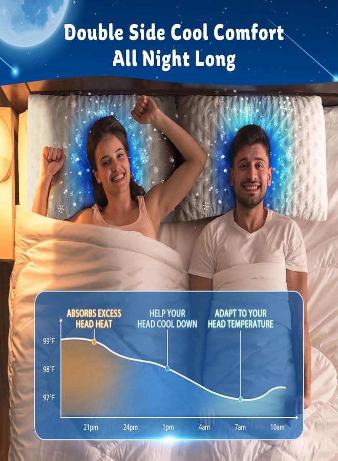 KUCEY Cooling Side Sleeper Pillow for Neck and Shoulder Pain, Luxury Shredded Memory Foam Curved Bed Pillows for Sleeping Set of 2- Adjustable King Size- Washable Cover Crescent White - Image 2