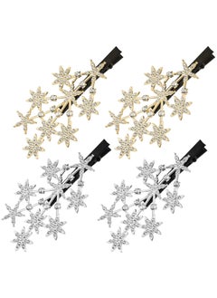 ANCIRS ANCIRS 4 Pack Rhinestone Star Hair Clips for Women Sparkling Jewelry Hair Barrettes Accessories Luxury Diamond Hair Styling Pins Comb Clamp Claw Clippers for Girls 2 Gold  2 Silver 