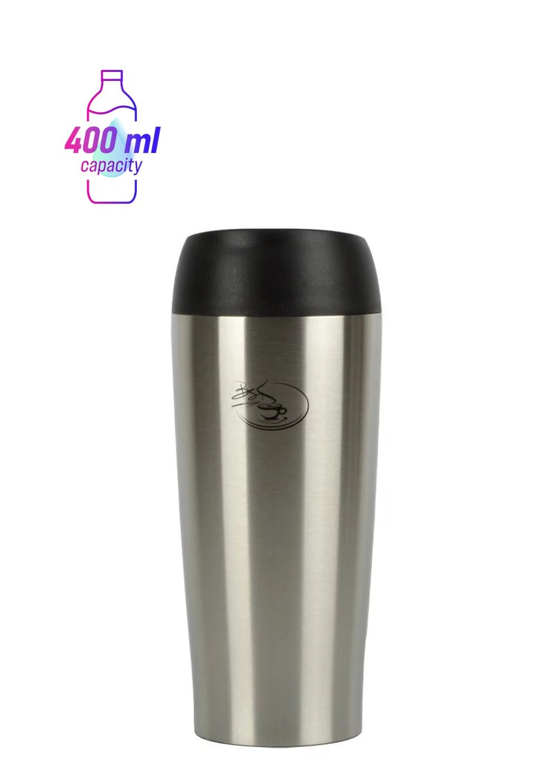 BASURRAH Thermal Coffee Cup Steel Silver Color 400ml  - Image 1