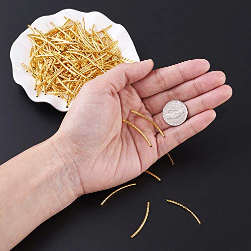 KISSITTY 200Pcs 2mm by 35mm Golden Plated Brass Long Curved Noodle Tube Spacer Beads for DIY Craft Jewelry Making - Image 3