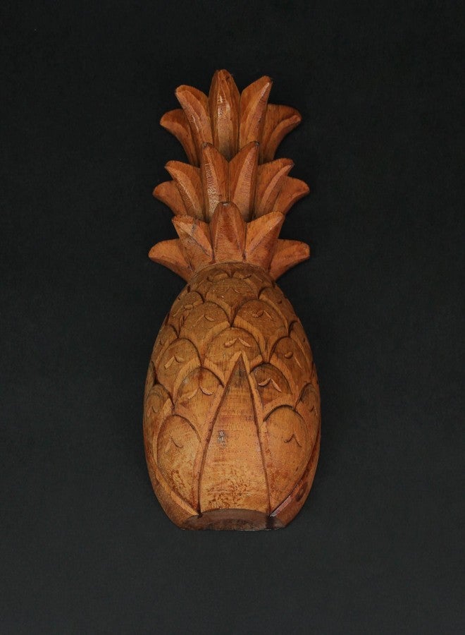 Zeckos Hand Carved Wooden Pineapple Hanging Wall Décor Art Sculpture 9.75 Inches High - Image 5