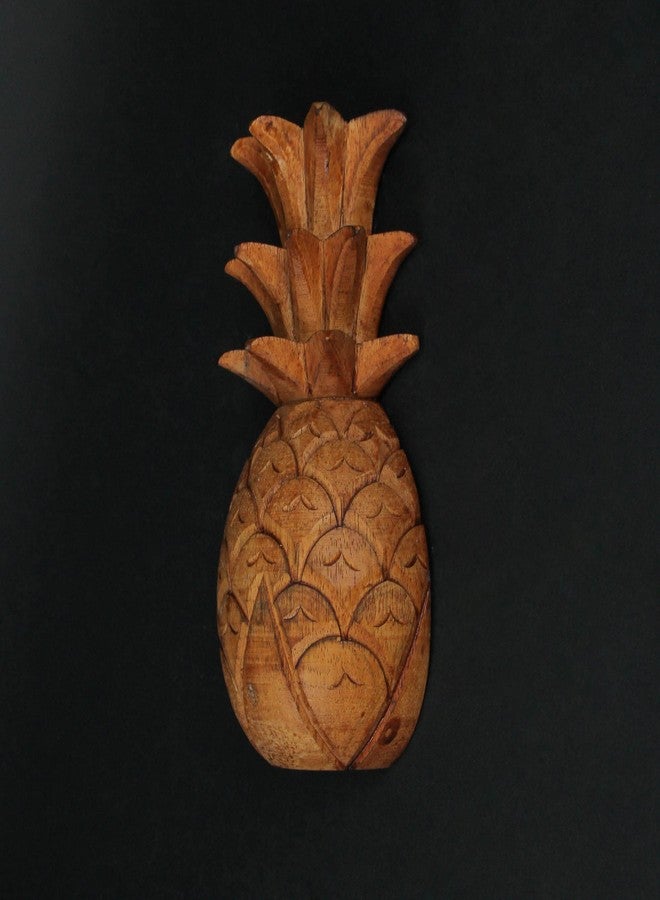 Zeckos Hand Carved Wooden Pineapple Hanging Wall Décor Art Sculpture 9.75 Inches High - Image 4