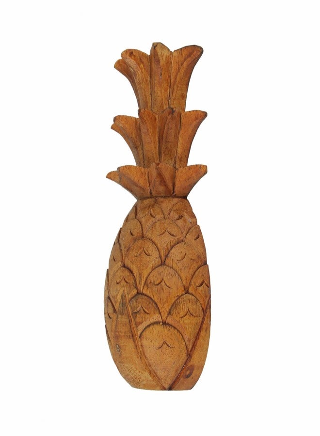 Zeckos Hand Carved Wooden Pineapple Hanging Wall Décor Art Sculpture 9.75 Inches High - Image 2