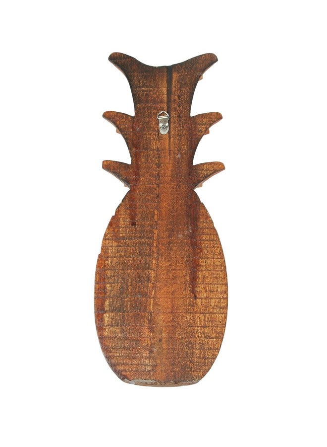 Zeckos Hand Carved Wooden Pineapple Hanging Wall Décor Art Sculpture 9.75 Inches High - Image 3