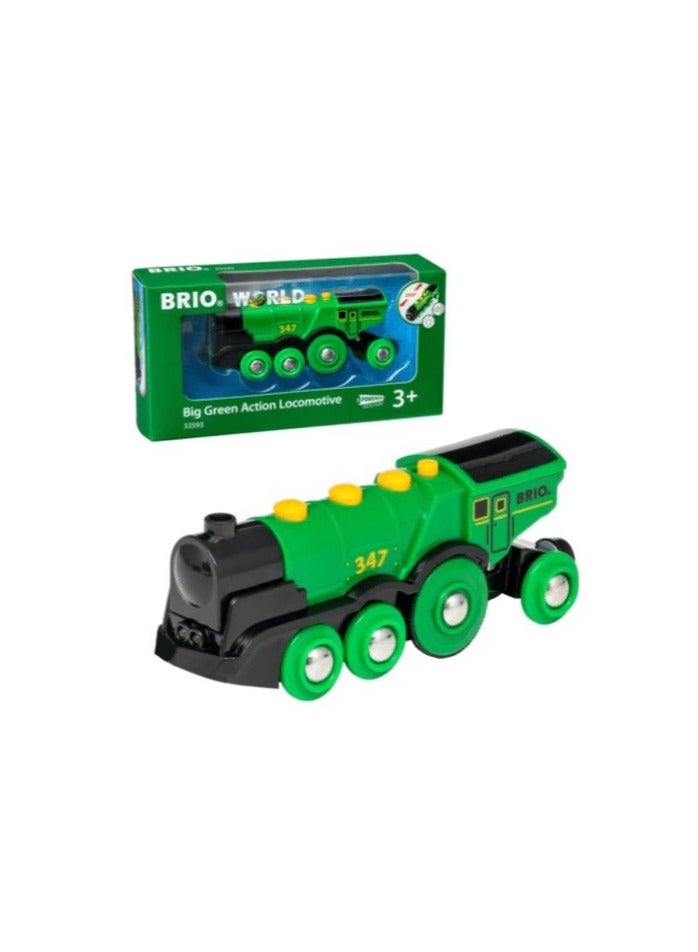 Brio محرك BRIO الكبير الأخضر ذو الحركة – يعمل بالبطارية مع أضواء وصوت – محرك قطار يتحكم به يدويًا للأطفال من عمر 3 سنوات فما فوق – متوافق مع جميع مجموعات السكك الحديدية الخشبية من BRIO | 33593-B - Image 3