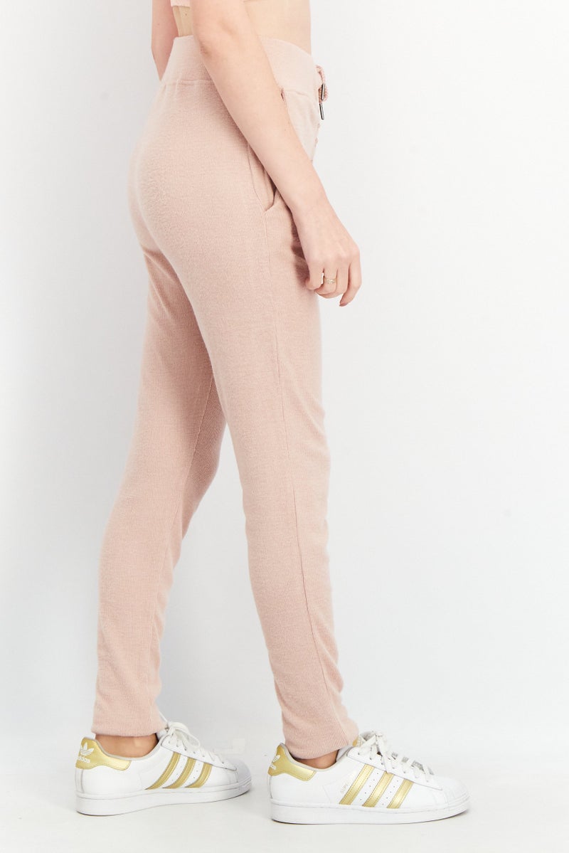 Vintage Havana Women Textured Drawstring Jogger Pants, Blush - Image 2