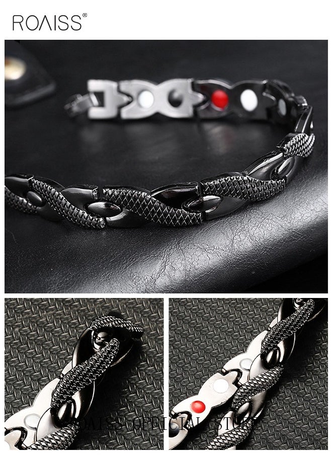 roaiss Chic Magnetic Dragon Textured Bracelet Fashionable Geometric Detachable Cuff Bangle Multicolor Casual Wrist Jewelry Gift for Men Father Brother Black  - Image 4
