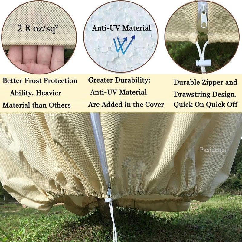Pasidener Plant Covers Freeze Protection 2.8oz 1 Pack 90"x75" Winter Tree Covers Frost Blankets for Outdoor Plants with Zipper Drawstring- Frost Cold Pest Protection for Shrubs Fruit Tree - Image 2