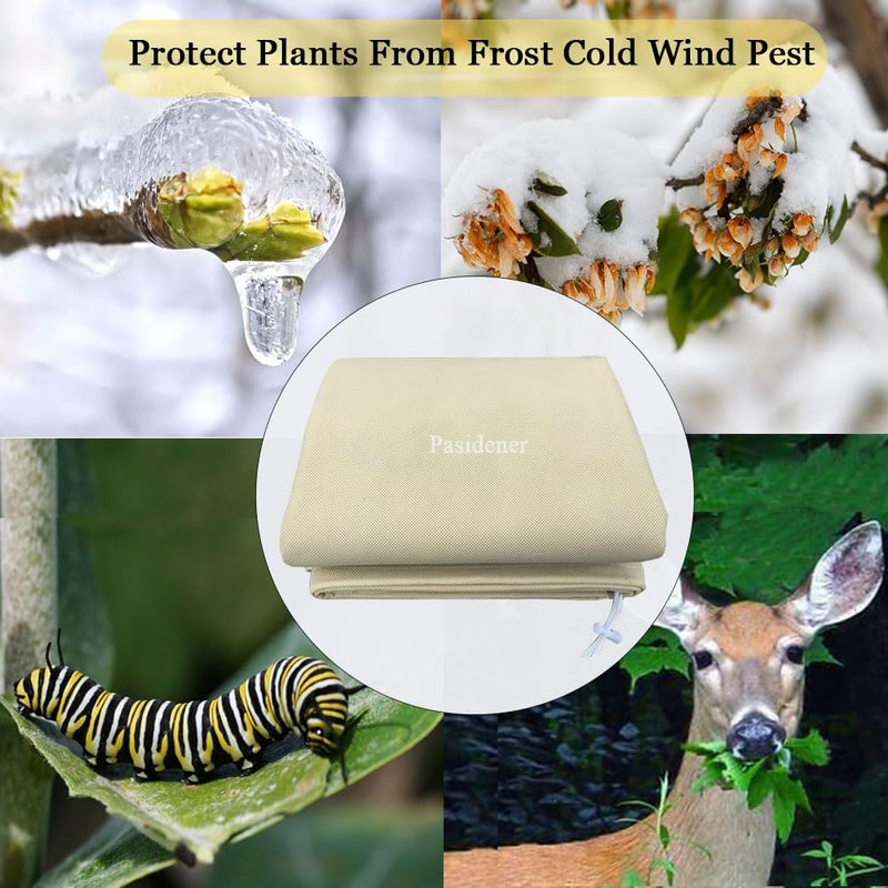 Pasidener Plant Covers Freeze Protection 2.8oz 1 Pack 90"x75" Winter Tree Covers Frost Blankets for Outdoor Plants with Zipper Drawstring- Frost Cold Pest Protection for Shrubs Fruit Tree - Image 4