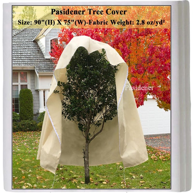 Pasidener Plant Covers Freeze Protection 2.8oz 1 Pack 90"x75" Winter Tree Covers Frost Blankets for Outdoor Plants with Zipper Drawstring- Frost Cold Pest Protection for Shrubs Fruit Tree - Image 1