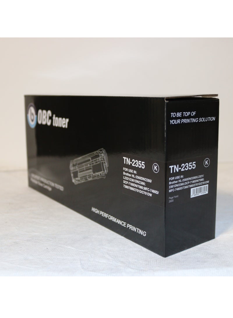 OBC Compatible Black Laser Toner Cartridge Replacement for BROTHER TN-2355; Prints up to 2600 pages in high professional quality - Image 2
