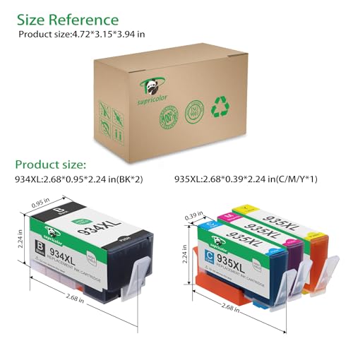 Supricolor Replacement 934XL 935XL Ink Cartridges, Compatible 934 935 Inks Work with OfficeJet Pro 6830 6820 6230 OfficeJet 6812 6815 6835 Printer 5 Pack - Image 3