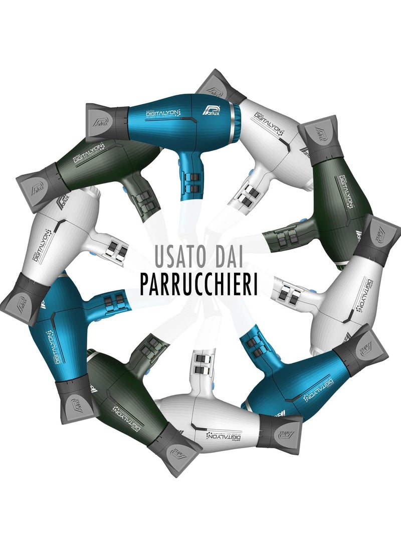 Parlux Digitalyon Blue Hair Dryer – 2400W Professional Blow Dryer with Ionic Technology – Lightweight, Durable, and Quiet for Salon & Home Use – Includes Precision Nozzles for Styling - Image 4