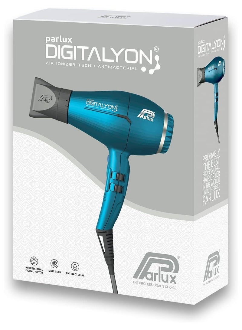 Parlux Digitalyon Blue Hair Dryer – 2400W Professional Blow Dryer with Ionic Technology – Lightweight, Durable, and Quiet for Salon & Home Use – Includes Precision Nozzles for Styling - Image 5