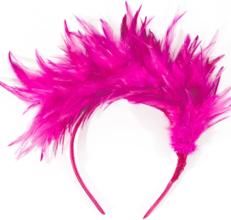 KICOFIT Feathers Headband Masquerade Headpiece for Women Halloween Christmas Party Favor Floral Fascinator Crown (Feather-rose, One size) - Image 2