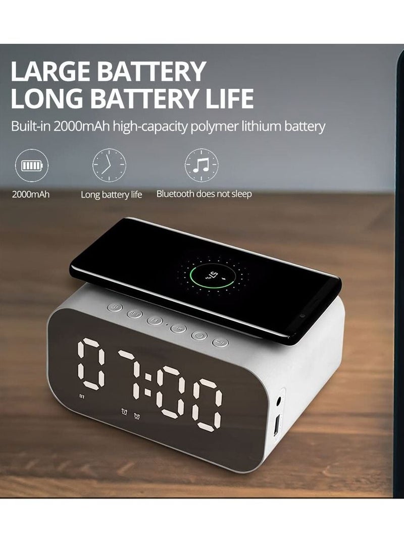 XVersion 7 in 1 LED Alarm Clock with Bluetooth Speaker and Fast Wireless Charging for iPhone - White  - Image 4